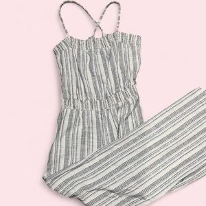 Elegant Striped Jumpsuit - Black and White